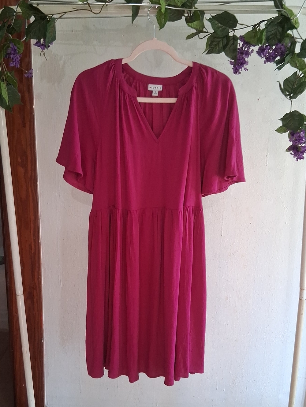 Torrid Raspberry-Pink Short Sleeve Mini Dress
